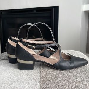 AGL black criss cross buckle shoe